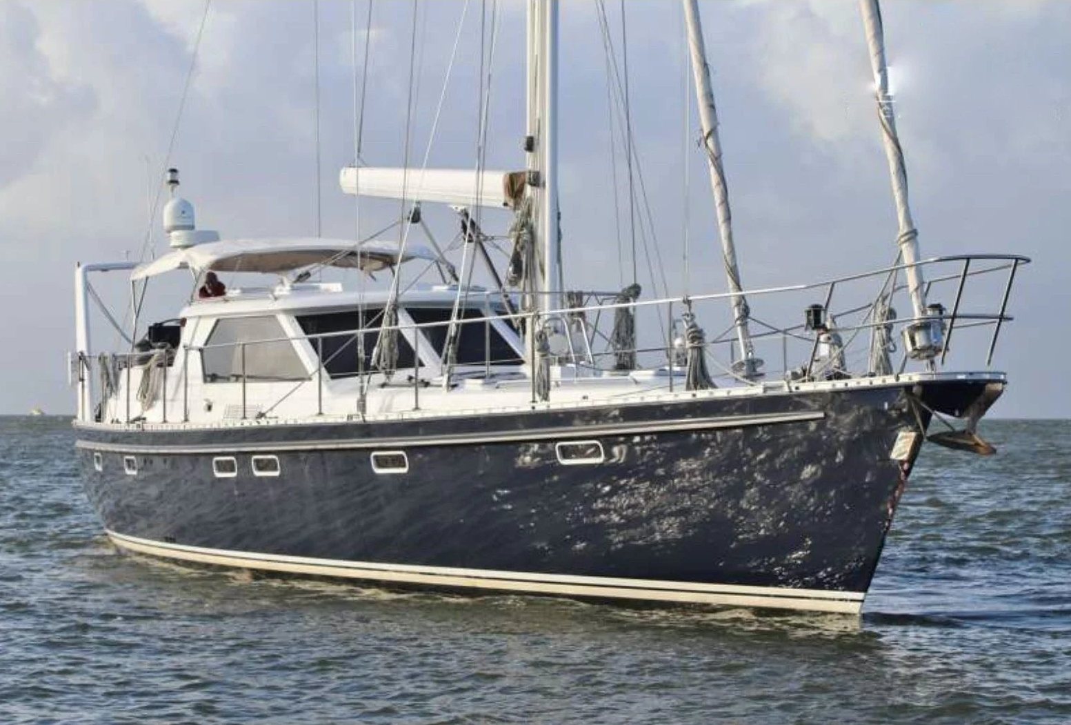 The sailing research vessel Icelos at anchor